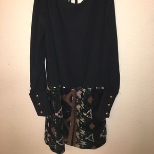 Sequins mini long sleeve black dress